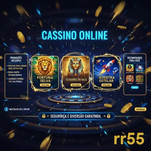 Tela do rr55 com jogos de cassino online disponíveis.
