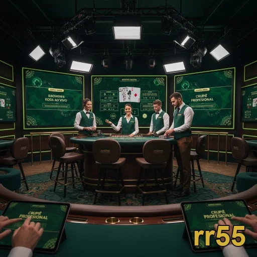 Mesa de cassino ao vivo da rr55 com crupiês profissionais.