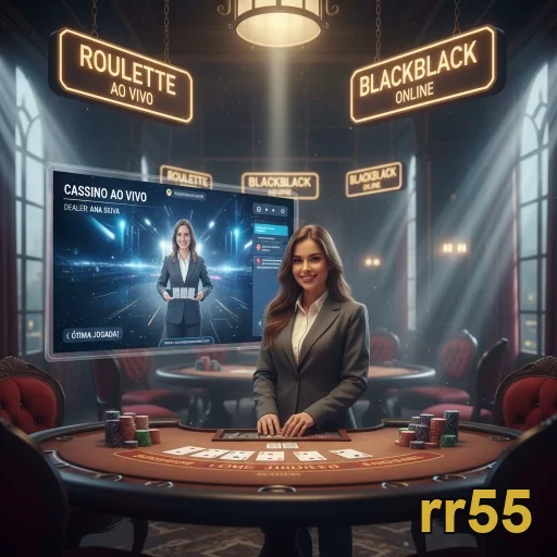 Dealer interativa no cassino ao vivo da rr55 com jogos.
