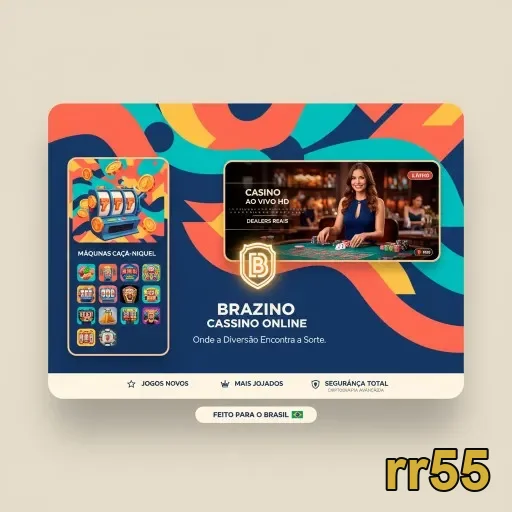 Interface da rr55 com opções de cassino e jogos ao vivo.
