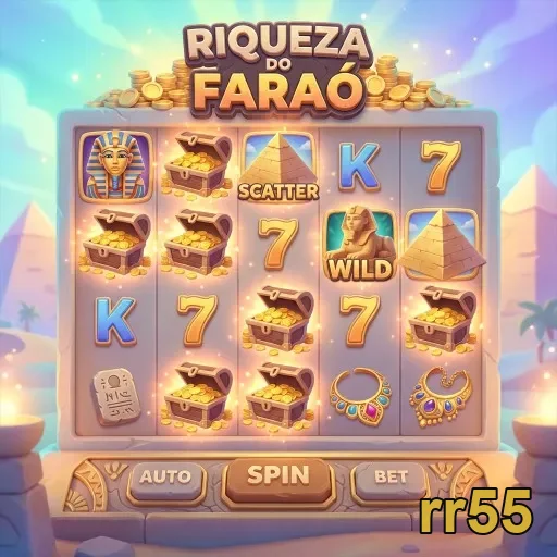 Tela do jogo Riqueza do Faraó no aplicativo rr55.