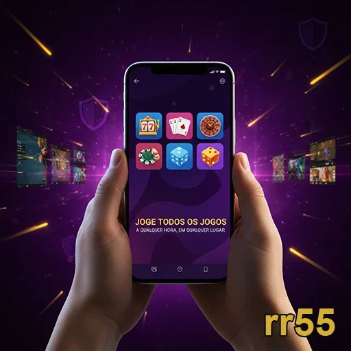 Usuário usando rr55 no celular para acessar jogos e promoções VIP.