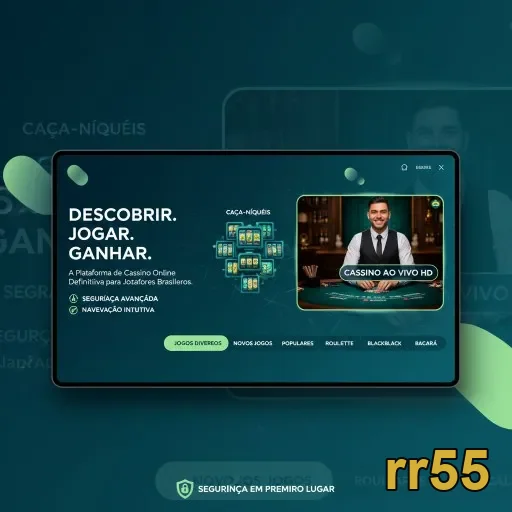 Tela de cassino ao vivo e slots no rr55 em dispositivo móvel.